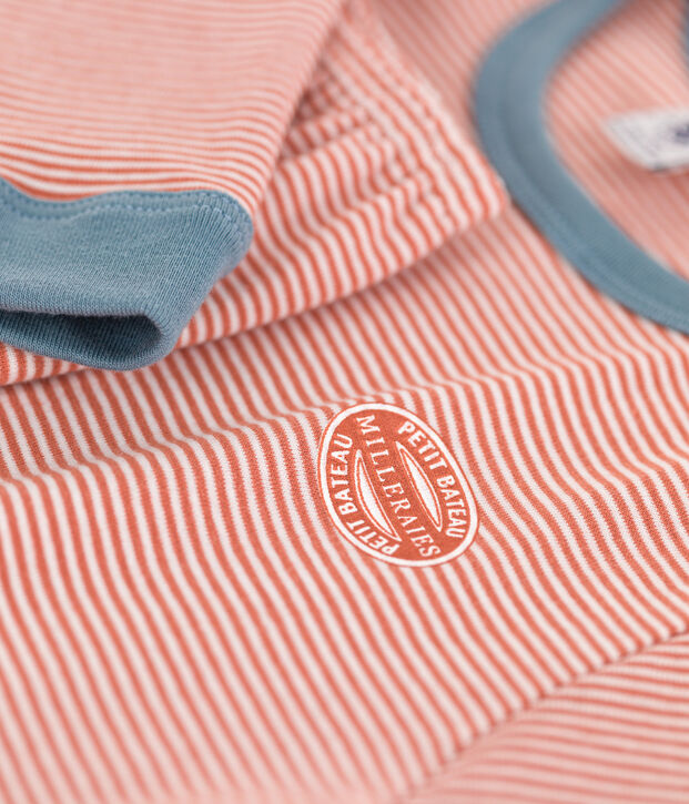 Pigiama millerighe unisex in cotone rosa/bianco