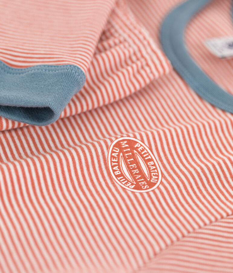 Pigiama millerighe unisex in cotone rosa BRANDY/bianco MARSHMALLOW