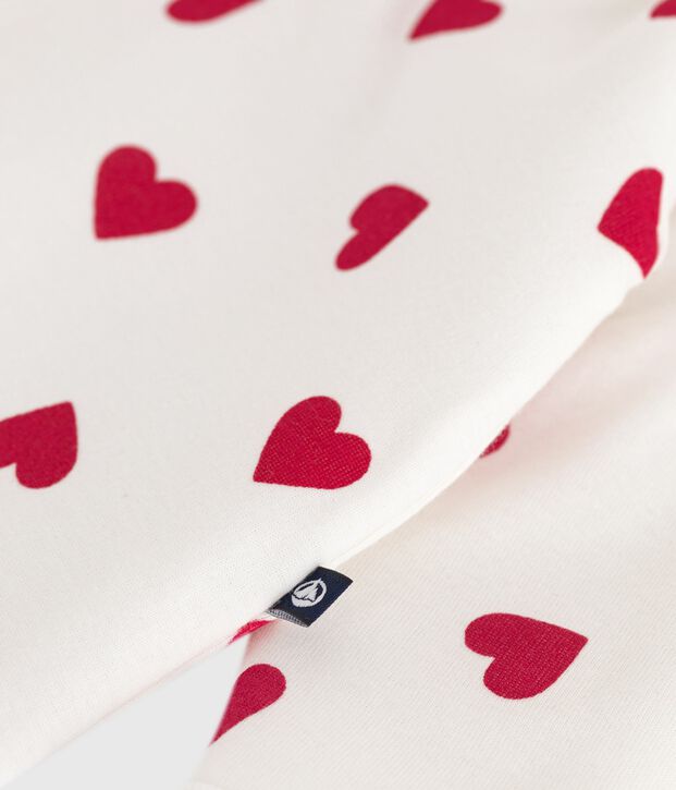 Tutina imbottita in cotone con stampa a cuori neonata bianco/rosso