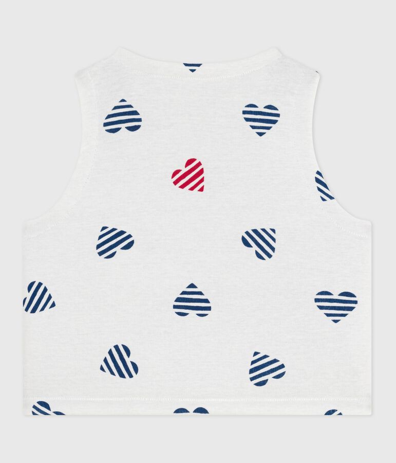 Cardigan senza maniche double face in cotone con stampa neonato bianco/rosso