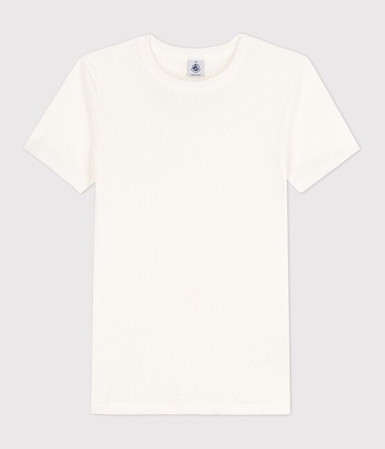 T-shirt L'ICONIQUE in cotone traforato donna bianco MARSHMALLOW