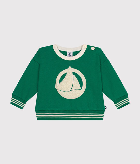 Maglia in tessuto felpato neonato verde JARDIN