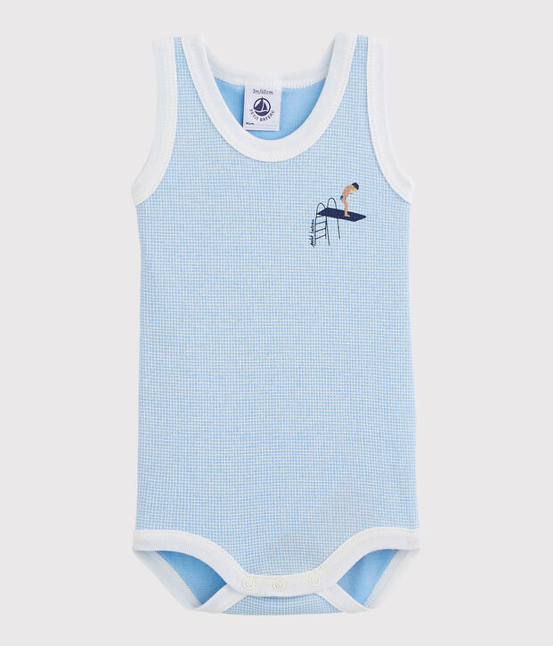 Body senza maniche beb&egrave; maschio blu/bianco