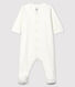 Tutina bianca in ciniglia di cotone biologico con serigrafia Petit Bateau