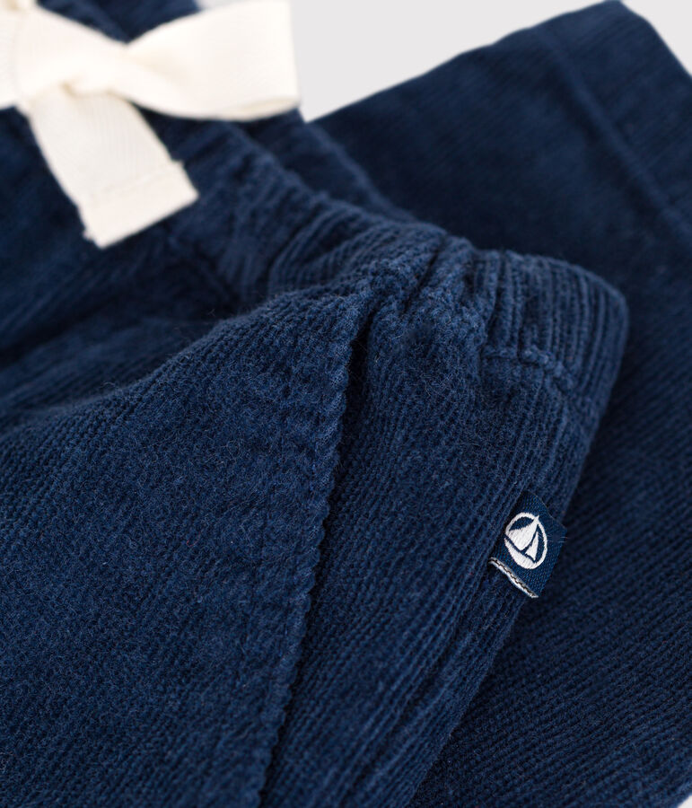 Pantaloni in velluto neonato blu