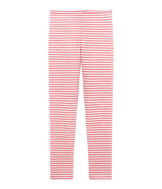 Leggings per bambina in lana e cotone rosa CHEEK/bianco MARSHMALLOW