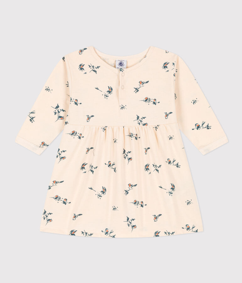 Abito a manica lunga in jersey per beb&egrave; ecru/multicolore