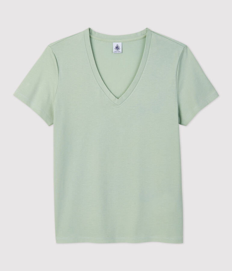 T-shirt TAGLIO REGULAR scollo a V in cotone bio Donna verde
