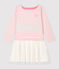 Abito bambina a maniche lunghe in cotone e tulle rosa MINOIS/ MARSHMALLOW ARGENT BRILLANT