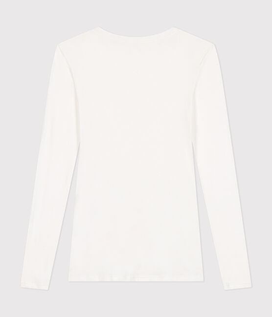 T-shirt a maniche lunghe con scollo a ballerina donna   bianco MARSHMALLOW