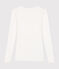 T-shirt a maniche lunghe con scollo a ballerina donna   bianco MARSHMALLOW