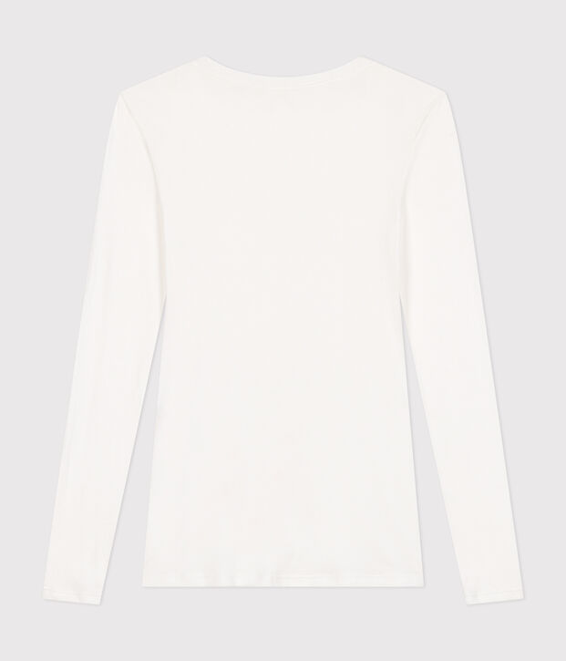 T-shirt a maniche lunghe con scollo a ballerina donna bianco