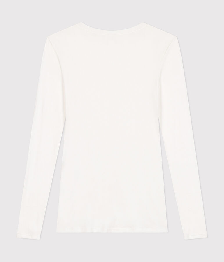 T-shirt a maniche lunghe con scollo a ballerina donna bianco