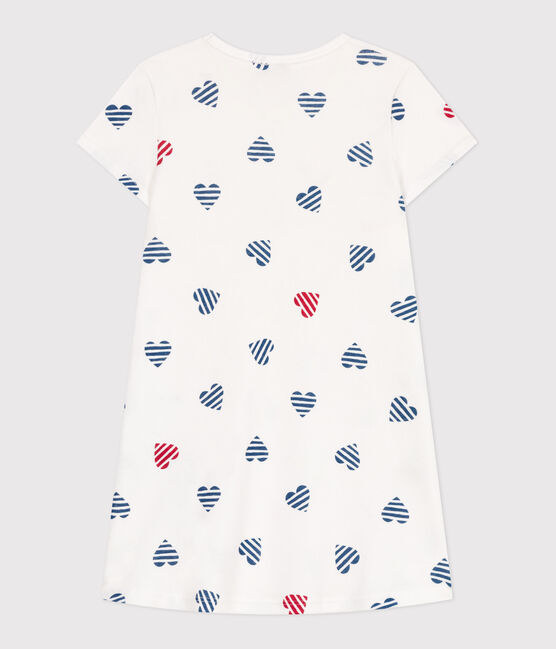 Camicia da notte in cotone con cuori stampati bambina bianco MARSHMALLOW/bianco MULTICO