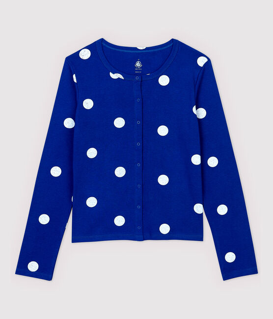 Cardigan in cotone/lino fantasia Donna blu SURF/bianco MARSHMALLOW