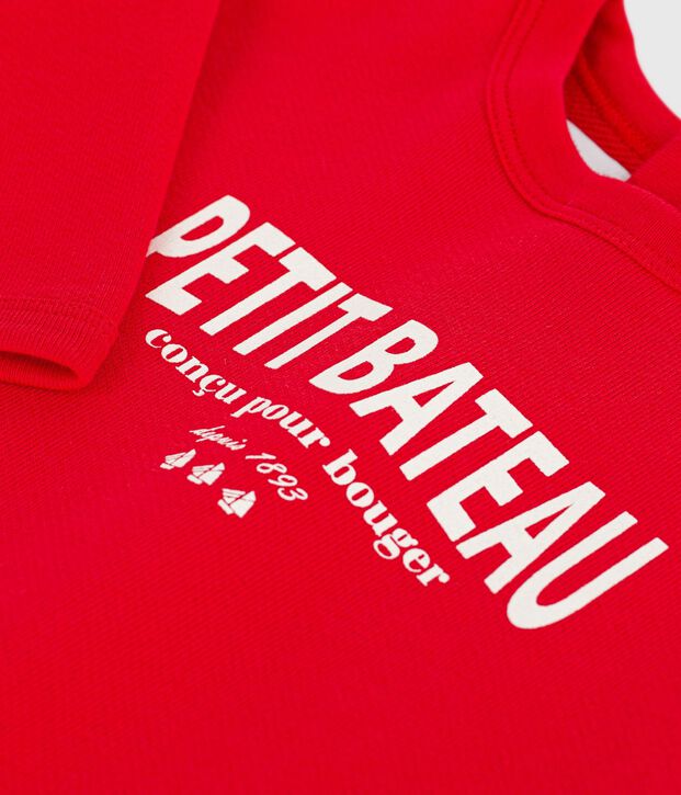 Felpa in cotone con motivo neonato rosso