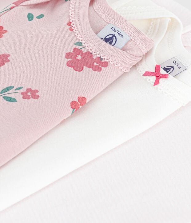 Set di body a maniche corte in cotone a fiori neonato multicolore