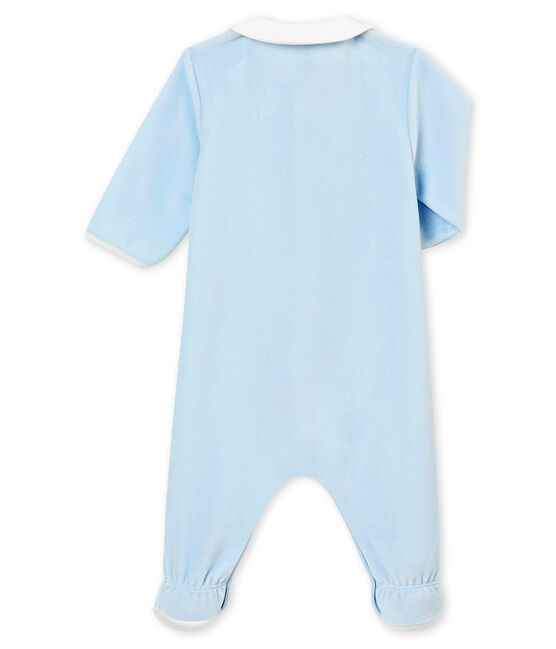 Tutina in ciniglia tinta unita per bebé maschio blu FRAICHEUR