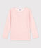 T-shirt a maniche lunghe millerighe in lana e cotone rosa CHARME/bianco MARSHMALLOW