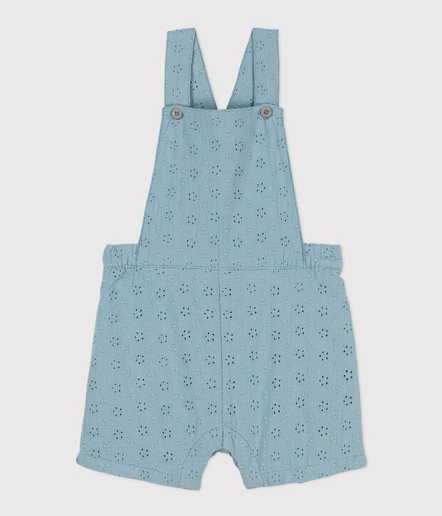 Salopette corta beb&egrave; in pizzo sangallo verde