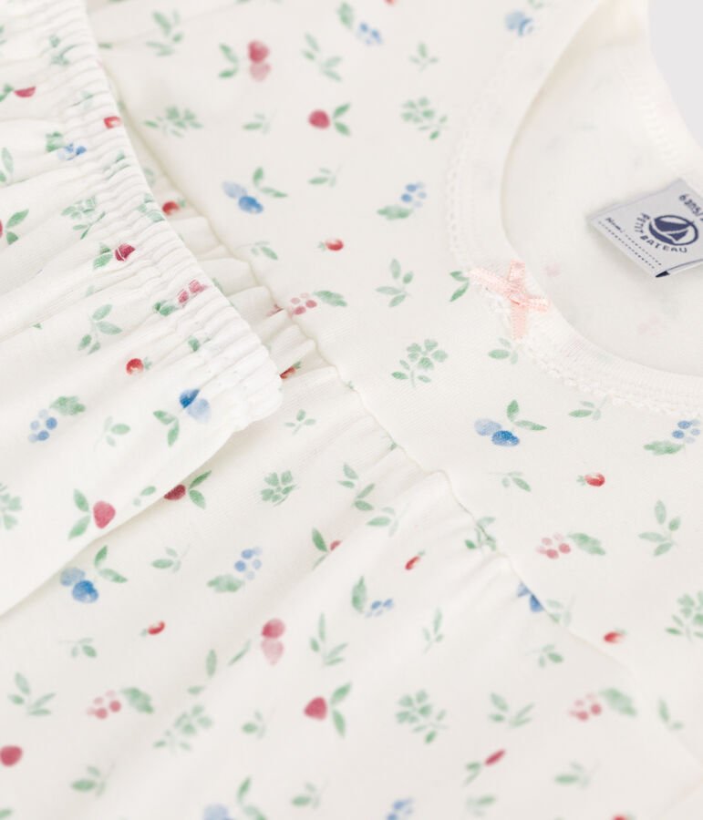 Pigiama corto in cotone con stampa a frutti bambina bianco/multicolore