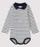 Body manica lunga bebè maschio bianco MARSHMALLOW/blu SMOKING