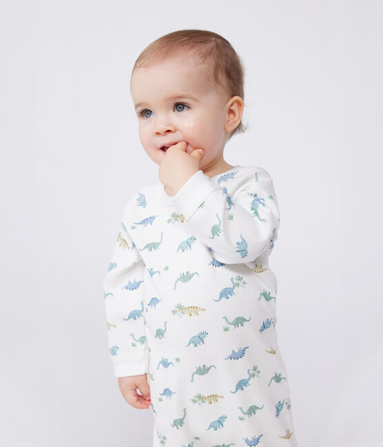 Pigiama in cotone con dinosauri neonato bianco MARSHMALLOW/bianco MULTICO