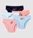 Confezione da 5 slip bambina fantasia Parigi in cotone