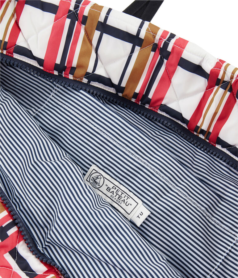 Shopping bag trapuntata bianco/multicolore