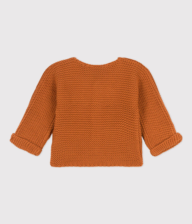 Cardigan beb&egrave; in tricot in cotone a punto legaccio marrone