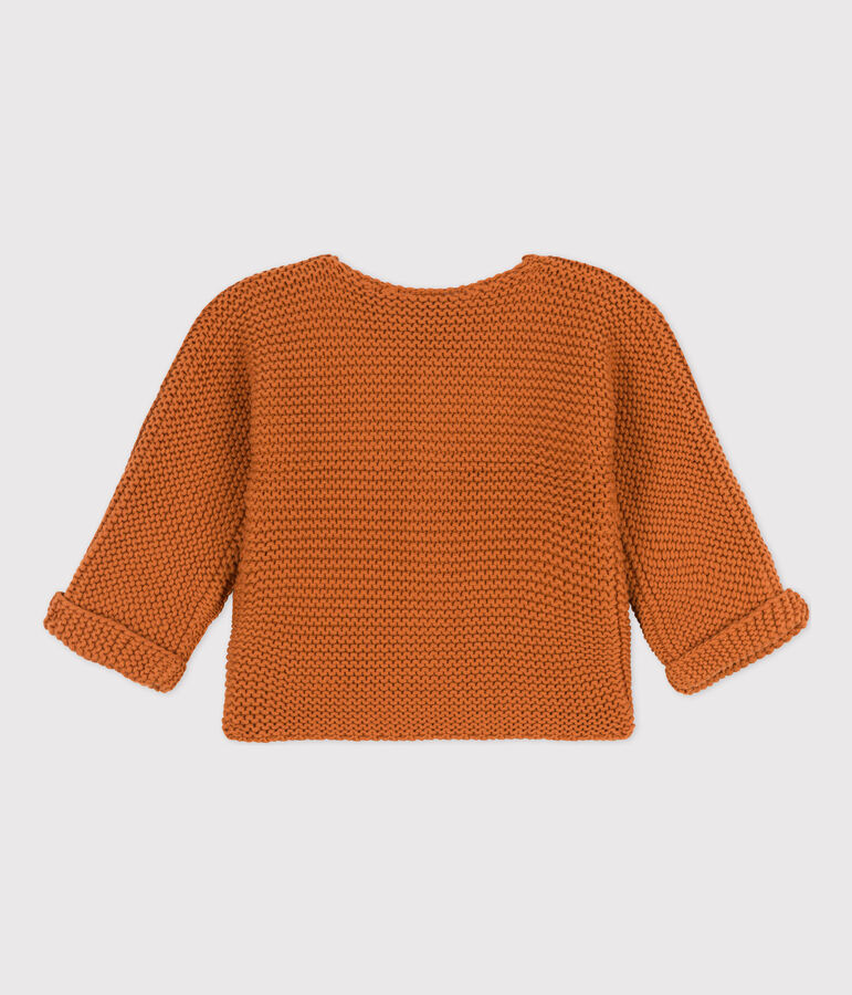 Cardigan beb&egrave; in tricot in cotone a punto legaccio marrone ECUREUIL