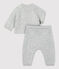 Completo 2 pezzi jacquard bebè in tricot biologico grigio BELUGA CHINE