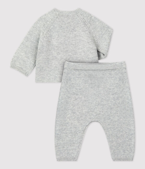 Completo 2 pezzi jacquard bebè in tricot biologico grigio BELUGA CHINE