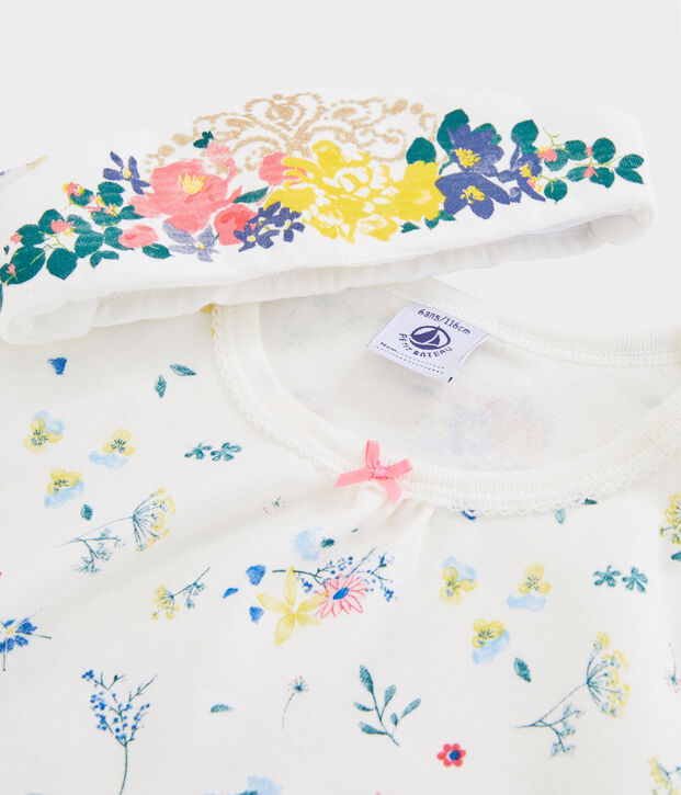 Camicia da notte bambina con diadema bianco/multicolore
