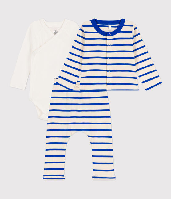Tutina a righe marinière bebè in cotone blu AVALANCHE/bianco PERSE
