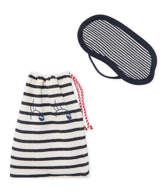 Lotto maschera + sacca in tubique blu SMOKING/beige COQUILLE