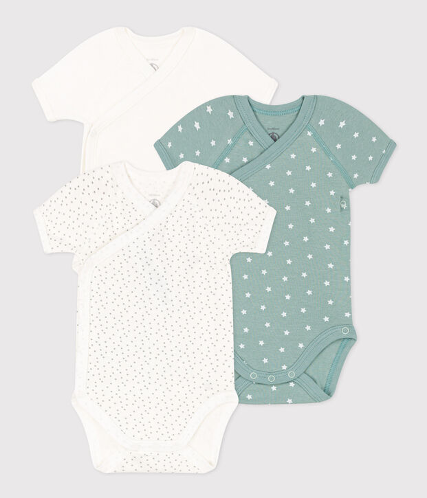 CONFEZIONE DA 3 BODY A MANICHE CORTE IN COTONE PER NEONATI multicolore