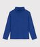 Dolcevita in cotone tinta unita bambino blu
