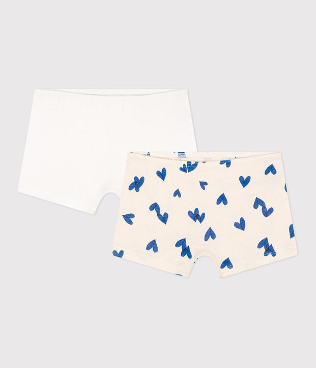 Confezione da 2 shorty bambina in cotone motivo cuore multicolore