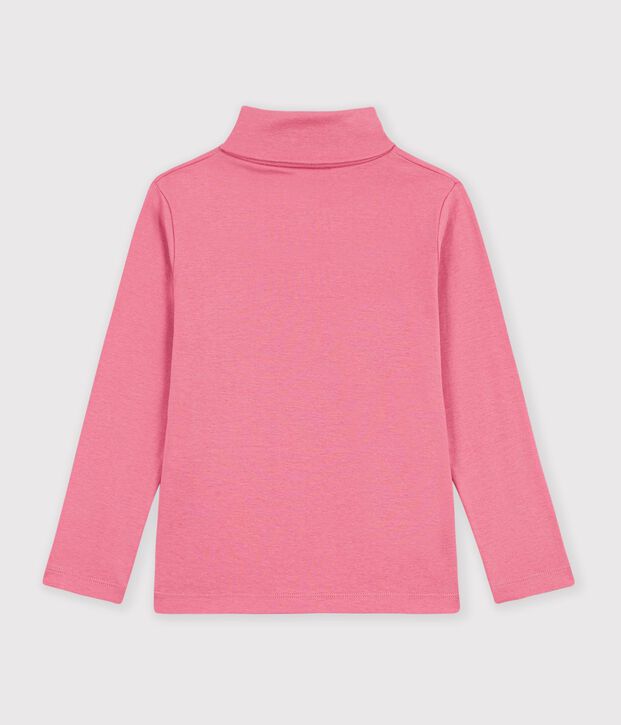 Dolcevita in cotone tinta unita bambino rosa