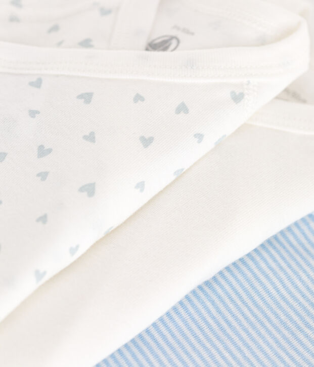 Set da 3 body incrociati a maniche corte in cotone con stampa neonato multicolore