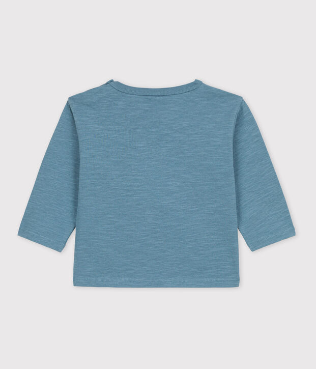 T-shirt maniche lunghe beb&egrave; in cotone blu