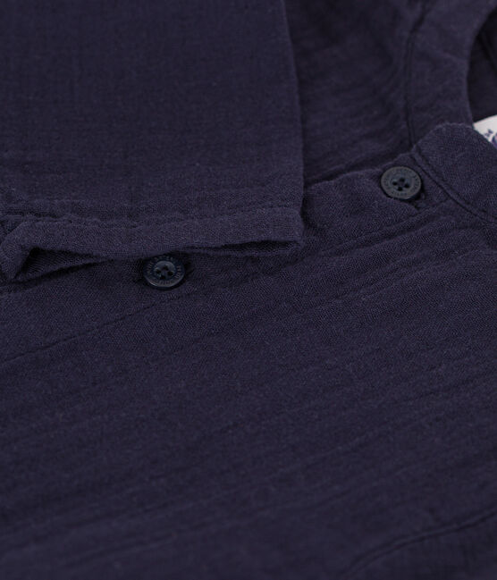 Camicia in garza di cotone per bebè blu SMOKING