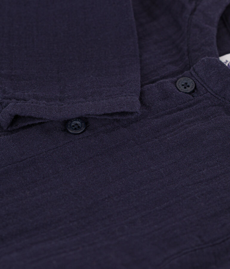 Camicia in garza di cotone per beb&egrave; blu