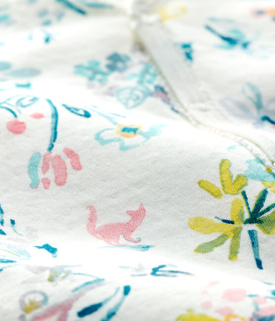 Tutina pigiama senza piedi a fiori bebè femmina in tubique bianco MARSHMALLOW/bianco MULTICO