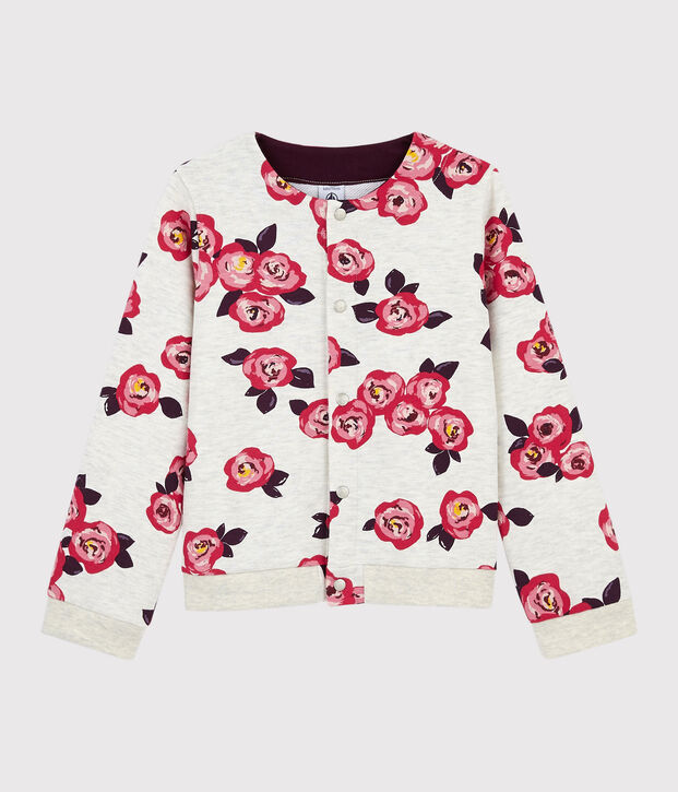 Cardigan in tessuto felpato bambina beige/multicolore