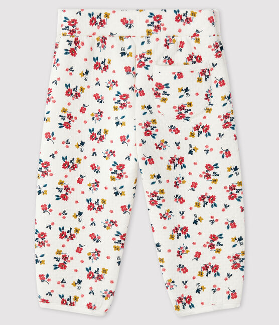 Pantalone bebè femmina in tubique bianco MARSHMALLOW/bianco MULTICO
