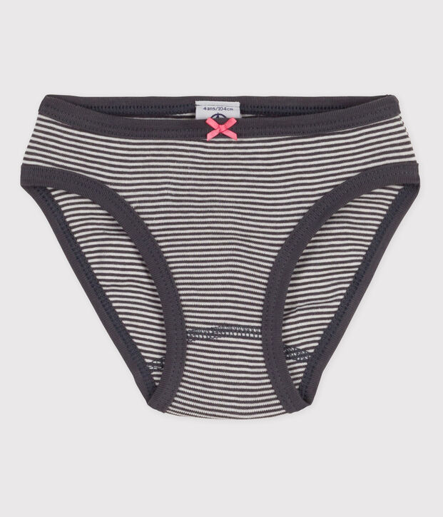 La mutandina in cotone per bambina grigio/bianco