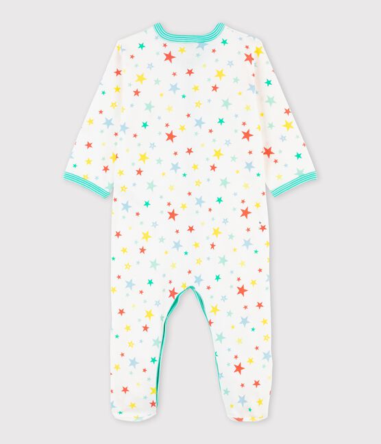 Tutina pigiama bebè con stelle colorate bianco MARSHMALLOW/bianco MULTICO