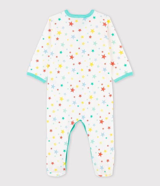 Tutina pigiama bebè con stelle colorate bianco MARSHMALLOW/bianco MULTICO